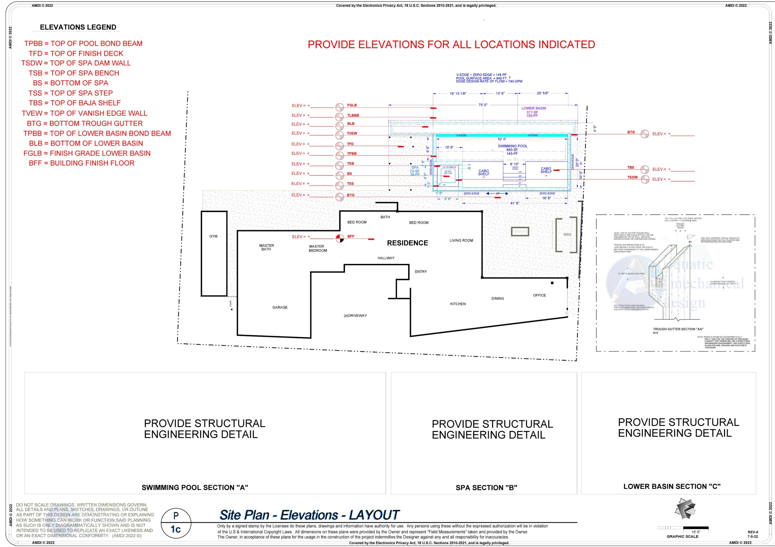 Pool Preliminary Elevations Layout 7-5-22